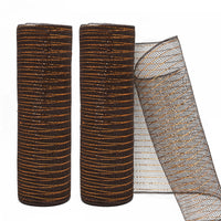 Metallic Mesh Decor Ribbon For Wreaths 10 Inch X 10 Yards(2 Rolls)