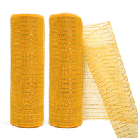 Metallic Mesh Decor Ribbon For Wreaths 10 Inch X 10 Yards(2 Rolls)