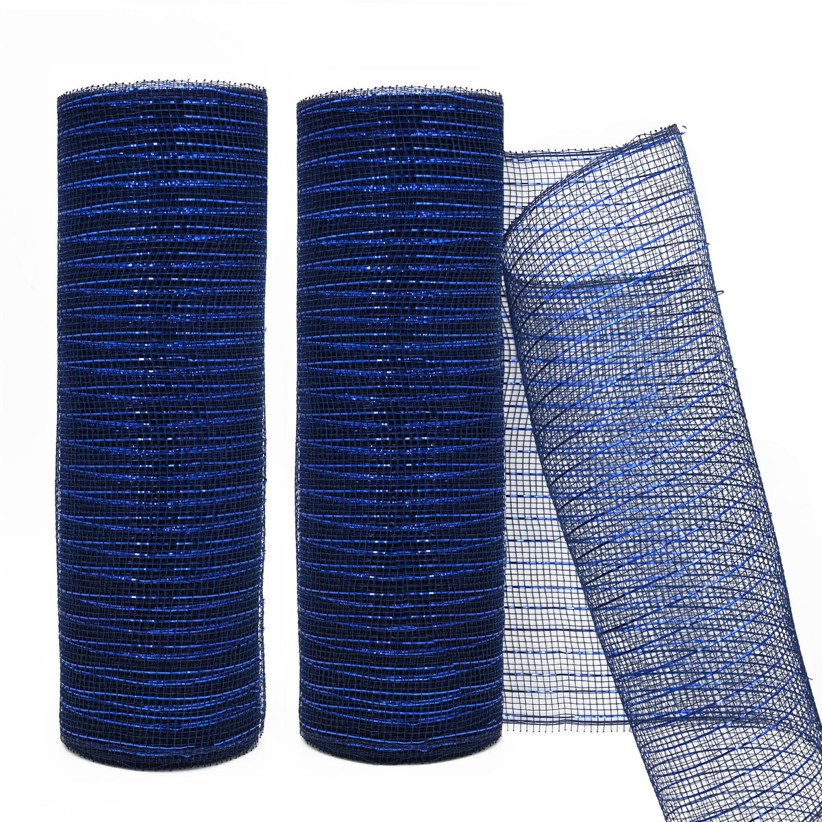 Metallic Mesh Decor Ribbon For Wreaths 10 Inch X 10 Yards(2 Rolls)