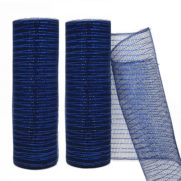 Metallic Mesh Decor Ribbon For Wreaths 10 Inch X 10 Yards(2 Rolls)