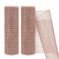 Metallic Mesh Decor Ribbon For Wreaths 10 Inch X 10 Yards(2 Rolls)